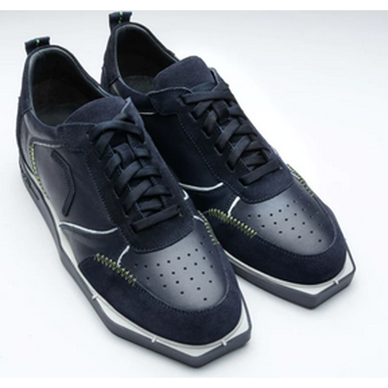 Dartschuh Vollleder blau/weiß