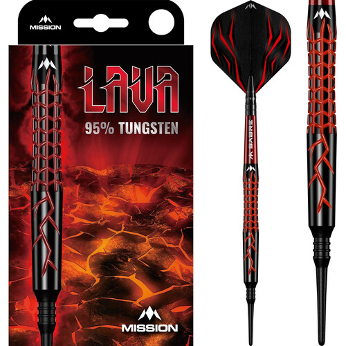 Mission Lava Darts Soft Tip 95% Tungsten - Black/Red Electro