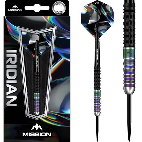 Mission Iridian Darts Steel Tip 90% Tungsten Black Coral PVD 22gr.