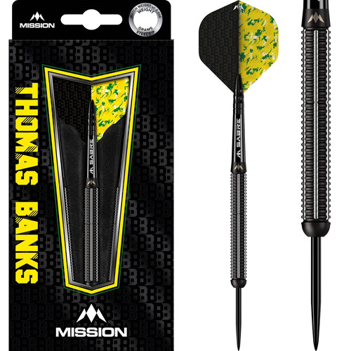Mission Thomas Banks Darts Steel Tip 90% Tungsten Black PVD 22gr.