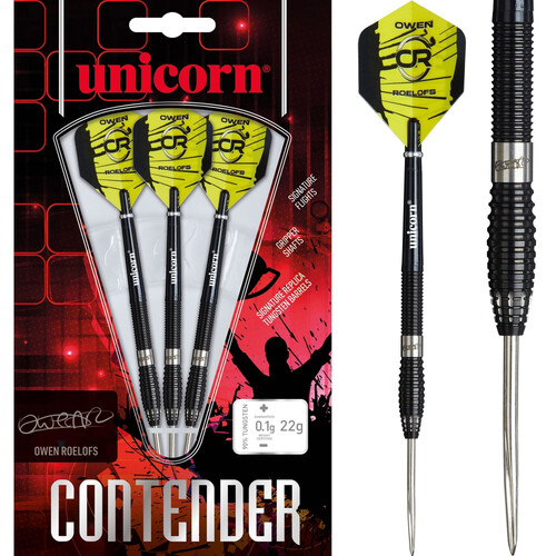 Unicorn Contender Darts Steel Tip 90% Tungsten Owen Roelofs 22g