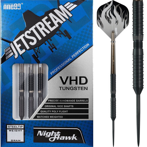 One80 Jetstream Darts Steel Tip Tungsten Black Night Hawk