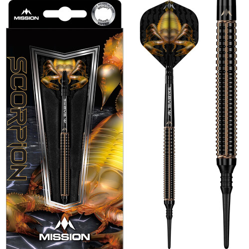Mission Scorpion Darts Soft Tip 90% Tungsten - Black/Gold Electro