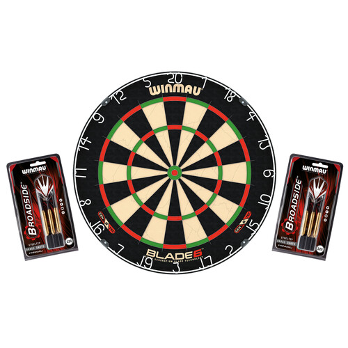 Winmau - Dartboard - Original Blade 6 + 2 Steeldart Sets Broadside Brass