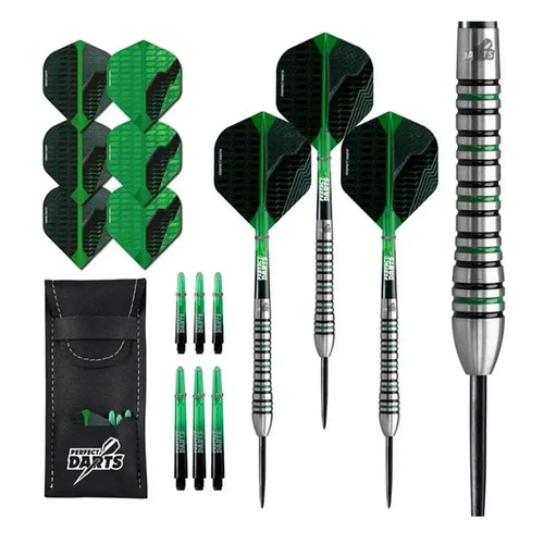 Perfect Steeldarts Black Grenade Ringed Green 23gr.