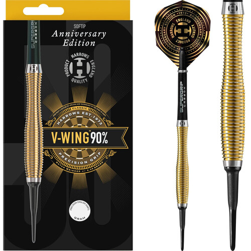 Harrows V-Wing Darts Soft Tip 90 Anniversary Edition Gold Titanium
