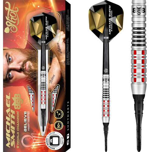 Shot Michael Smith Darts - Soft Tip - Tungsten - Front Weighted - Bully Boy - Believe