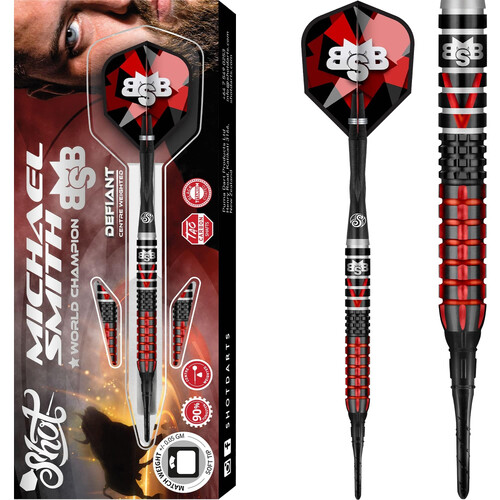 Shot Michael Smith Darts Soft Tip Tungsten Centre Weighted Bully Boy Defiant