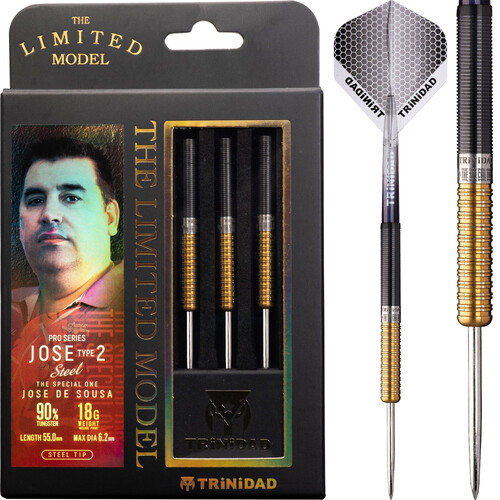 Trinidad Pro Steel Tip Darts - Jose de Sousa Type 2 Gold 18g